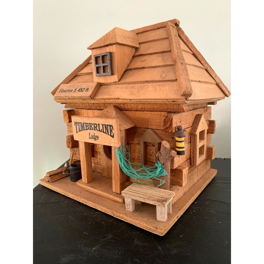 RARE Vintage Birdhouse Handmade Timberline Lodge Rustic Oregon '60s